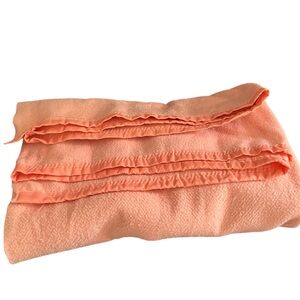 Vintage Pink Acrylic Thermal Blanket, Nylon Trim, 90 x 107, Queen, AS IS